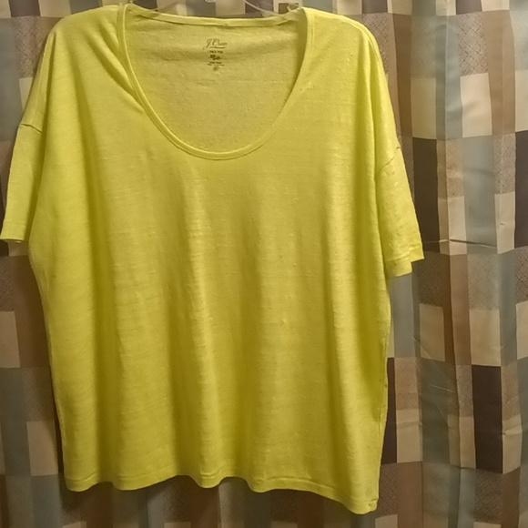 FINAL PRICE NWT J. CREW neon green 100% linen t-shirt Size XS - Picture 3 of 10